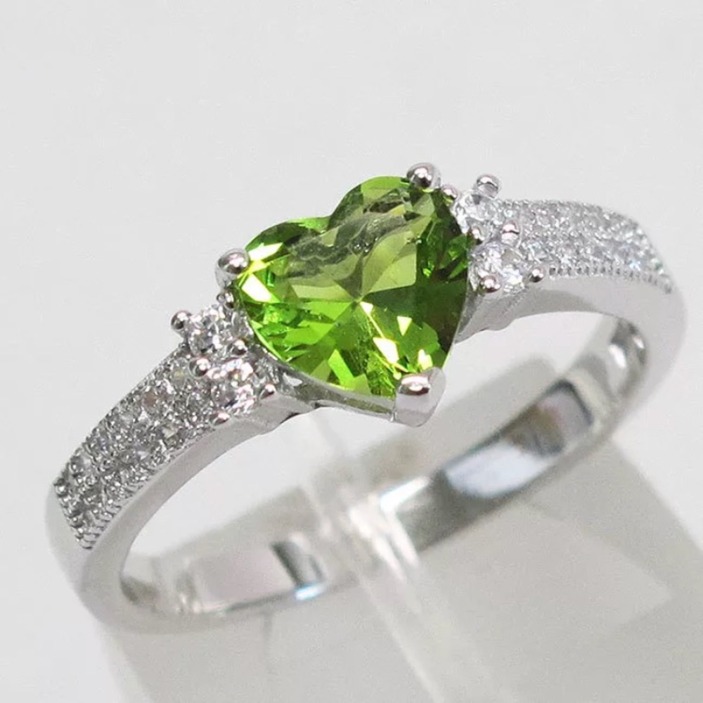 Green Heart Cut Ring